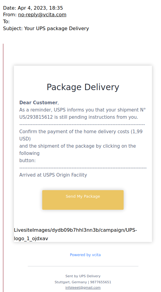 [Phishing undecided whether it pretends to be from UPS or USPS]